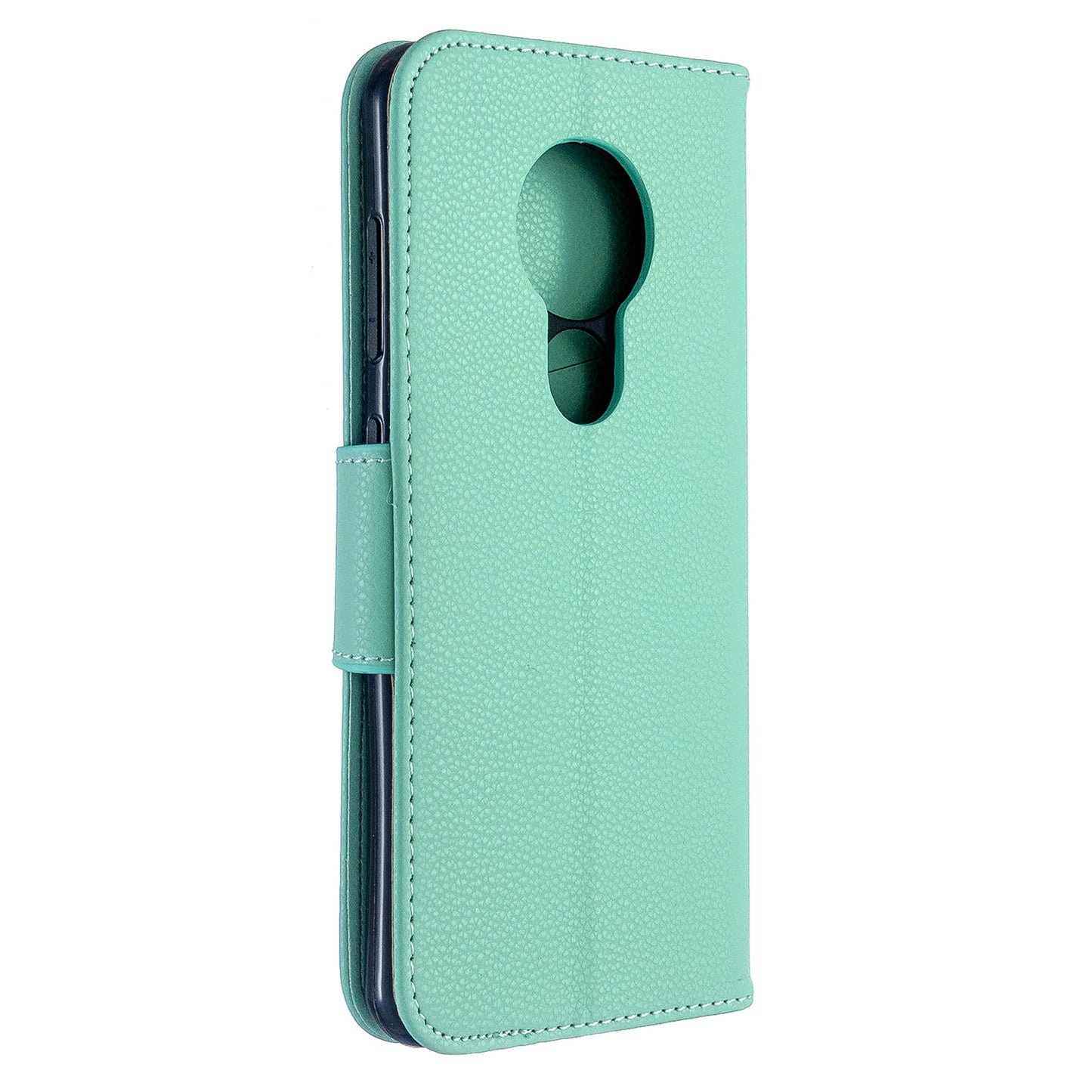 Litchi Texture Leather Wallet Stand Phone Cover with Strap for Nokia 7.2 / Nokia 6.2