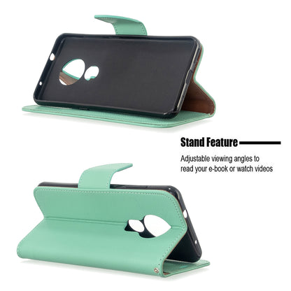 Litchi Texture Leather Wallet Stand Phone Cover with Strap for Nokia 7.2 / Nokia 6.2