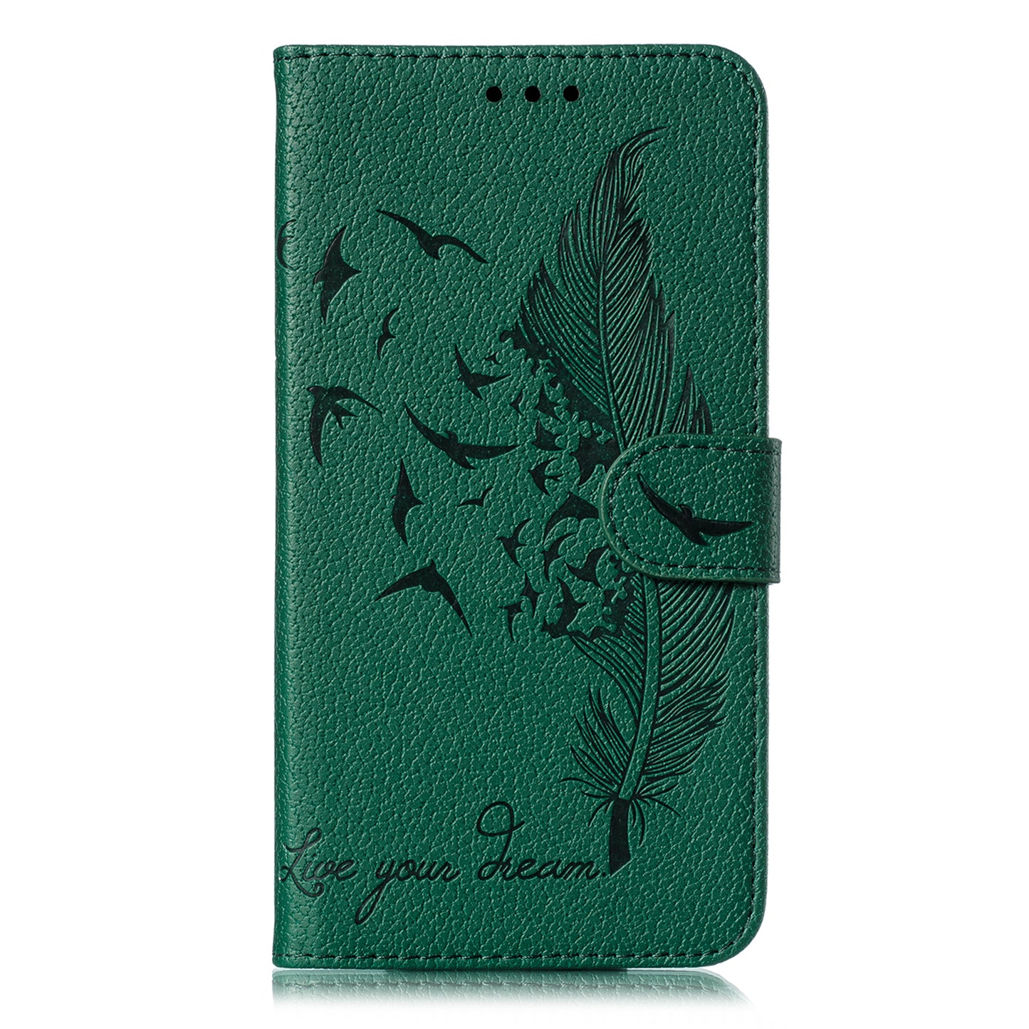 Litchi Design Imprint Feather Leather Phone Case with Wallet Stand for 	Nokia 7.2