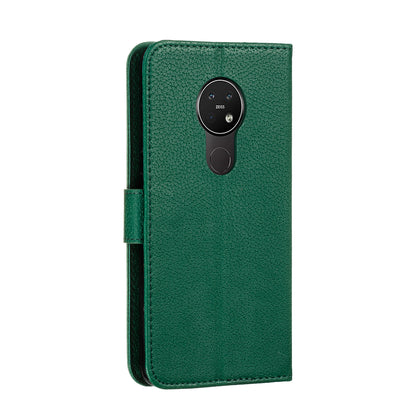 Litchi Design Imprint Feather Leather Phone Case with Wallet Stand for 	Nokia 7.2
