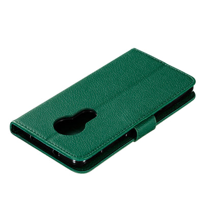 Litchi Design Imprint Feather Leather Phone Case with Wallet Stand for 	Nokia 7.2