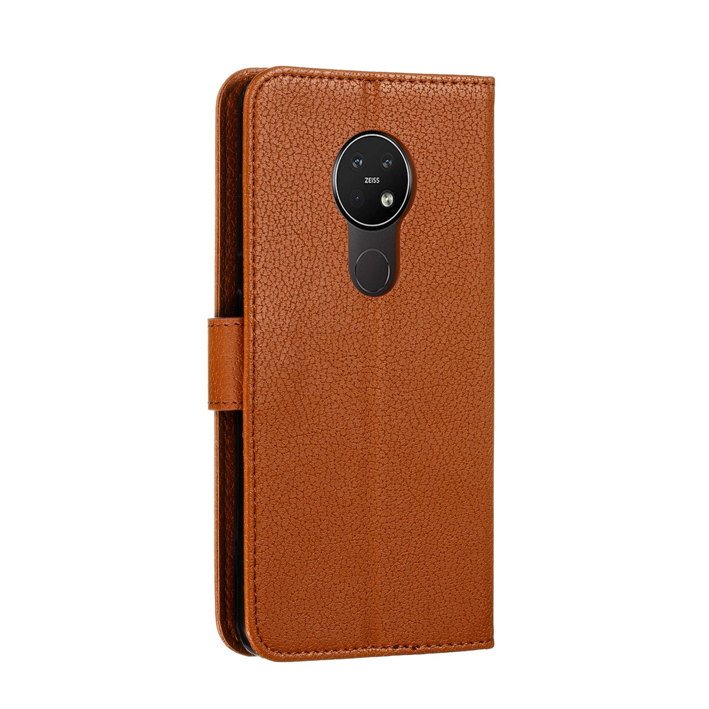 Litchi Design Imprint Feather Leather Phone Case with Wallet Stand for 	Nokia 7.2