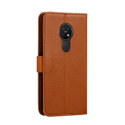 Litchi Design Imprint Feather Leather Phone Case with Wallet Stand for 	Nokia 7.2