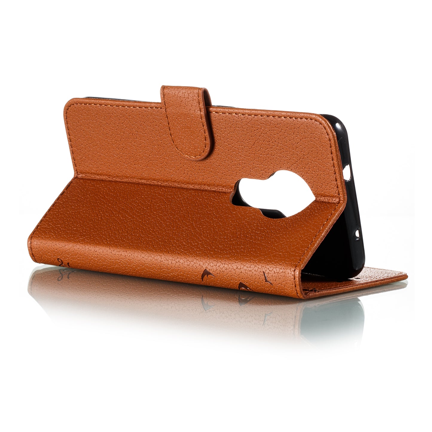 Litchi Design Imprint Feather Leather Phone Case with Wallet Stand for 	Nokia 7.2