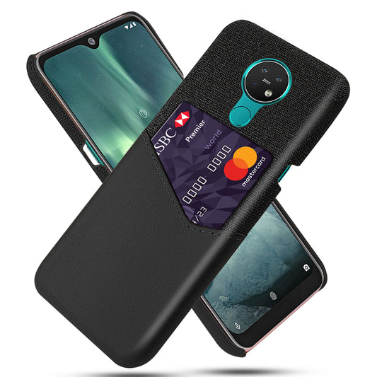 KSQ for Nokia 7.2 Phone Cover PC + PU + Cloth Hybrid Card Slot Casing