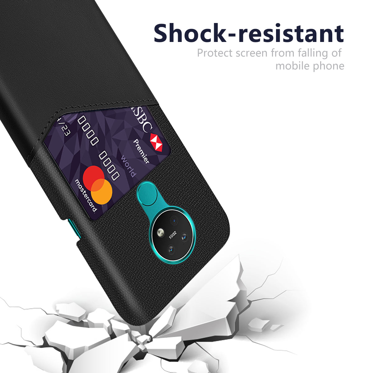 KSQ for Nokia 7.2 Phone Cover PC + PU + Cloth Hybrid Card Slot Casing
