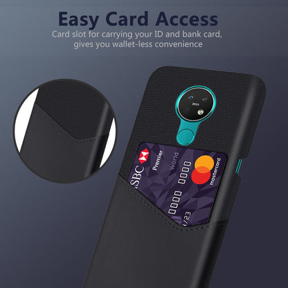 KSQ for Nokia 7.2 Phone Cover PC + PU + Cloth Hybrid Card Slot Casing
