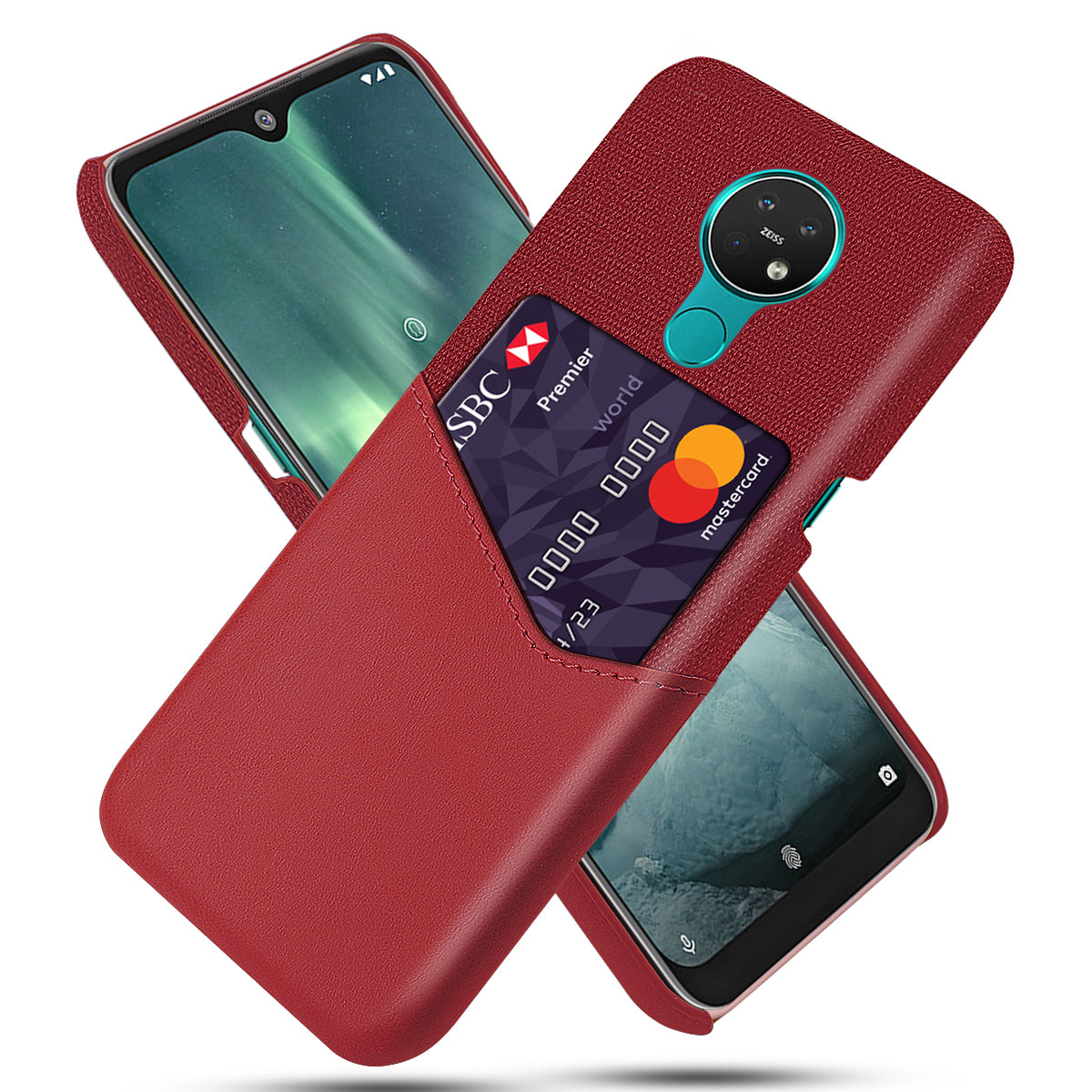 KSQ for Nokia 7.2 Phone Cover PC + PU + Cloth Hybrid Card Slot Casing