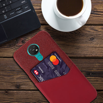 KSQ for Nokia 7.2 Phone Cover PC + PU + Cloth Hybrid Card Slot Casing