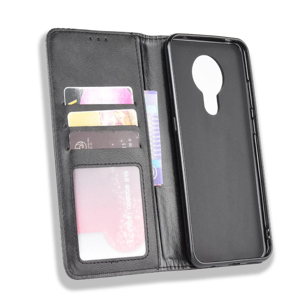 Retro Leather Auto-absorbed Protection Case with Wallet for Nokia 5.3