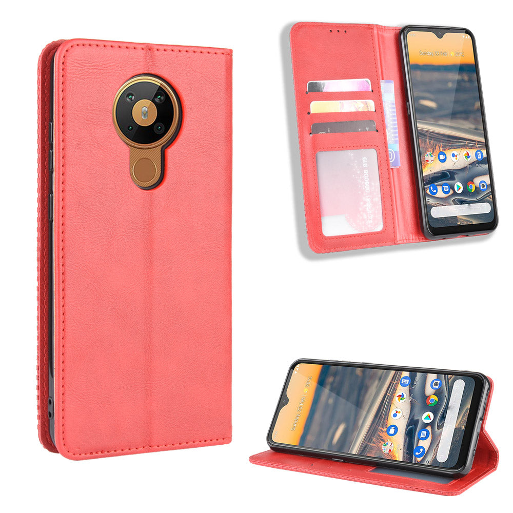 Retro Leather Auto-absorbed Protection Case with Wallet for Nokia 5.3