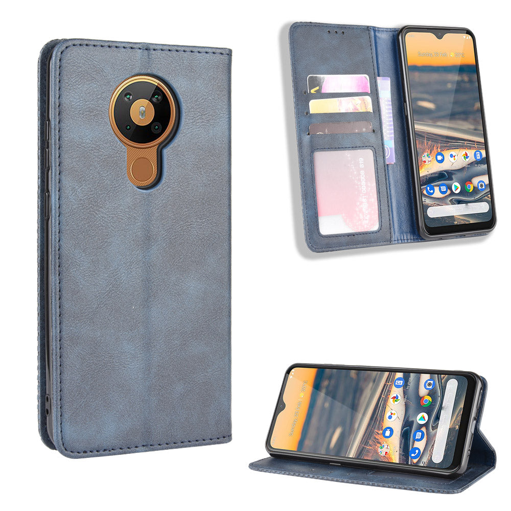 Retro Leather Auto-absorbed Protection Case with Wallet for Nokia 5.3