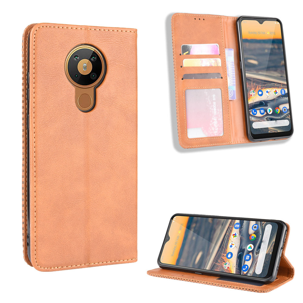 Retro Leather Auto-absorbed Protection Case with Wallet for Nokia 5.3