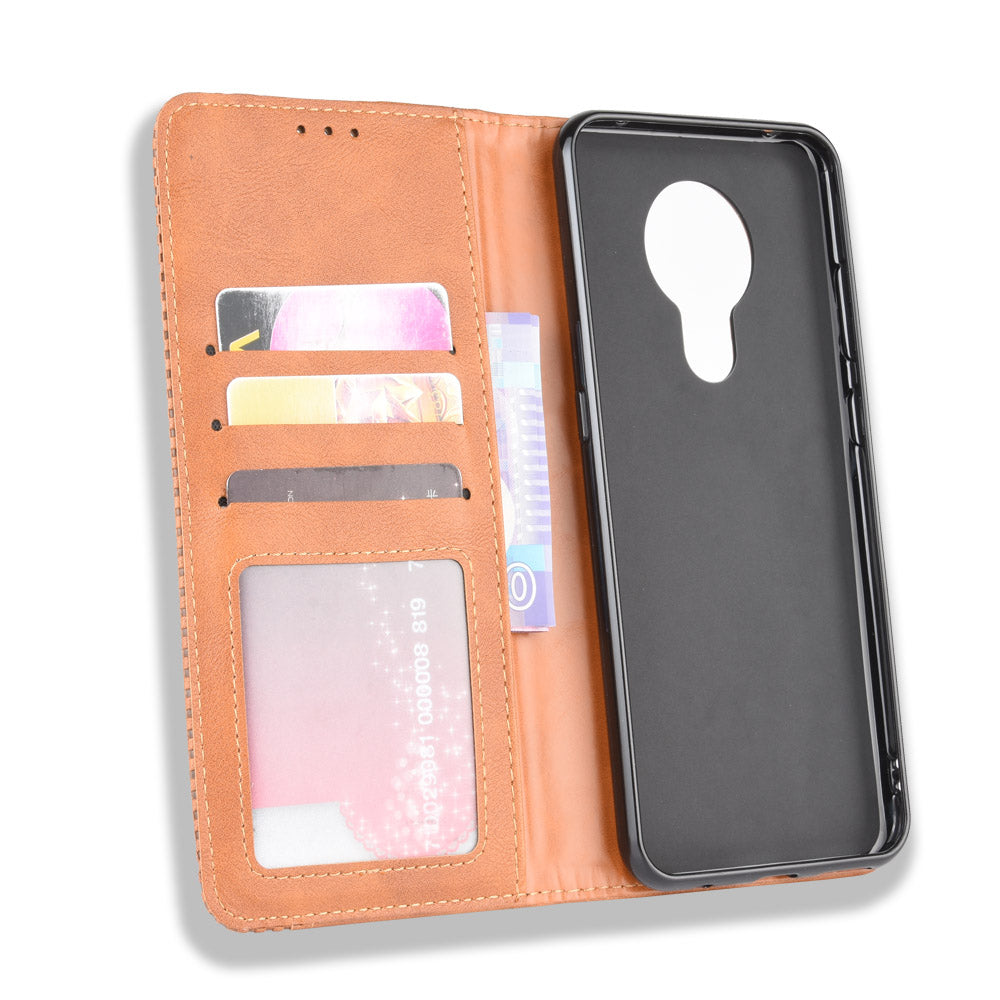 Retro Leather Auto-absorbed Protection Case with Wallet for Nokia 5.3