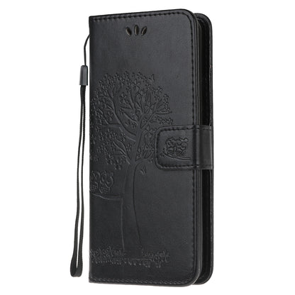 Imprint Tree Owl Leather with Wallet Flip Cover for Nokia 5.3