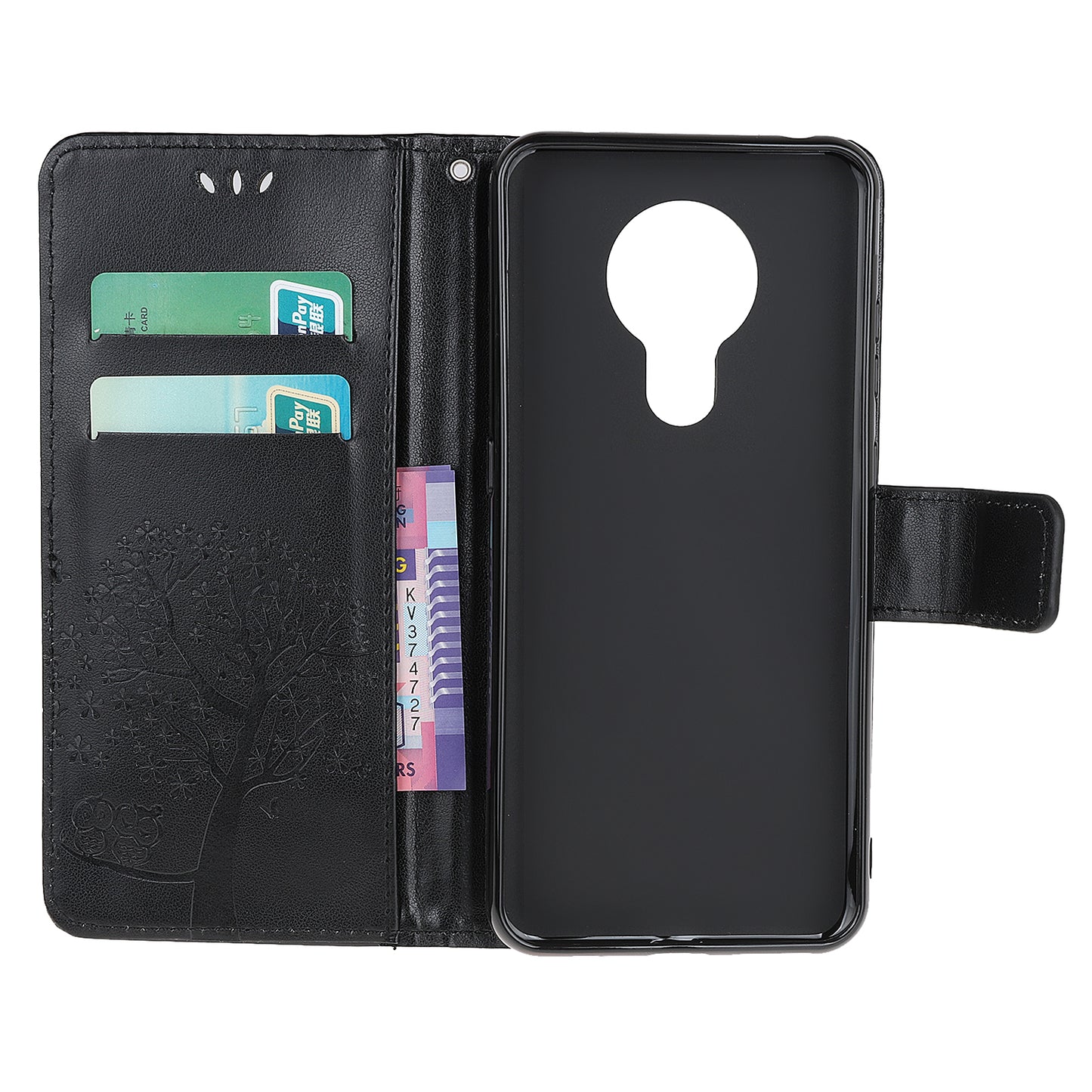 Imprint Tree Owl Leather with Wallet Flip Cover for Nokia 5.3