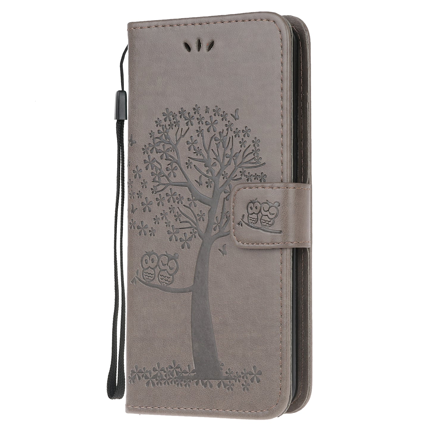 Imprint Tree Owl Leather with Wallet Flip Cover for Nokia 5.3