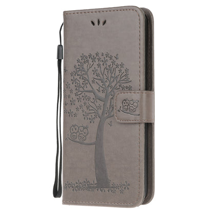 Imprint Tree Owl Leather with Wallet Flip Cover for Nokia 5.3