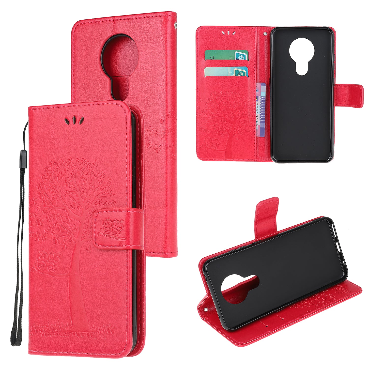 Imprint Tree Owl Leather with Wallet Flip Cover for Nokia 5.3