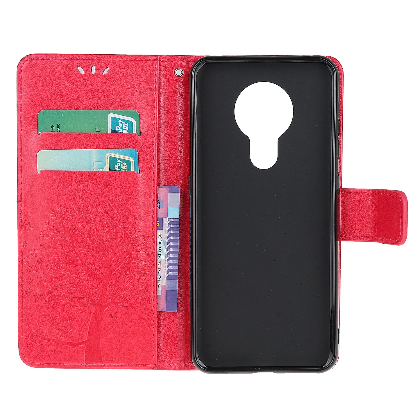 Imprint Tree Owl Leather with Wallet Flip Cover for Nokia 5.3