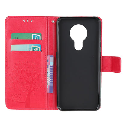 Imprint Tree Owl Leather with Wallet Flip Cover for Nokia 5.3