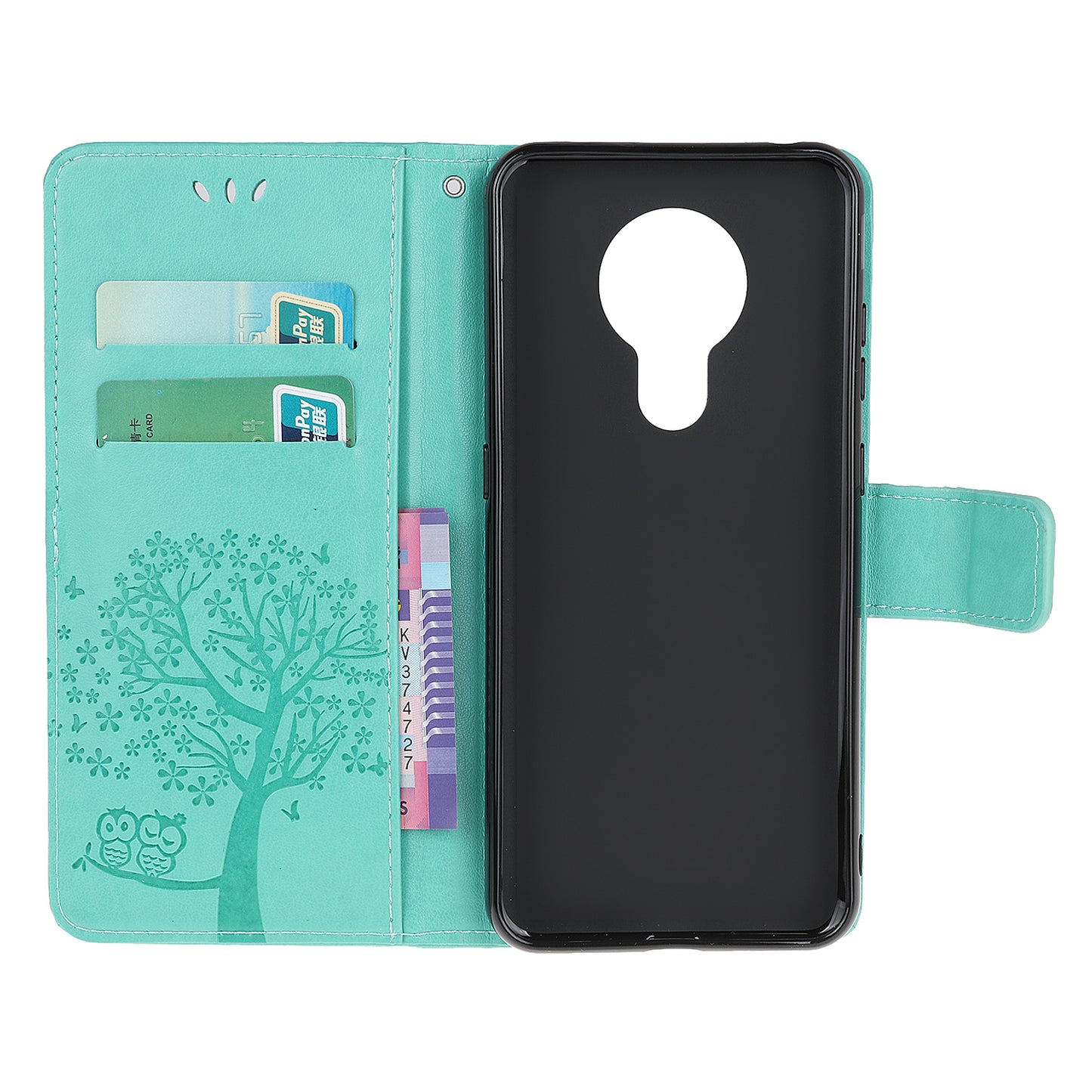 Imprint Tree Owl Leather with Wallet Flip Cover for Nokia 5.3