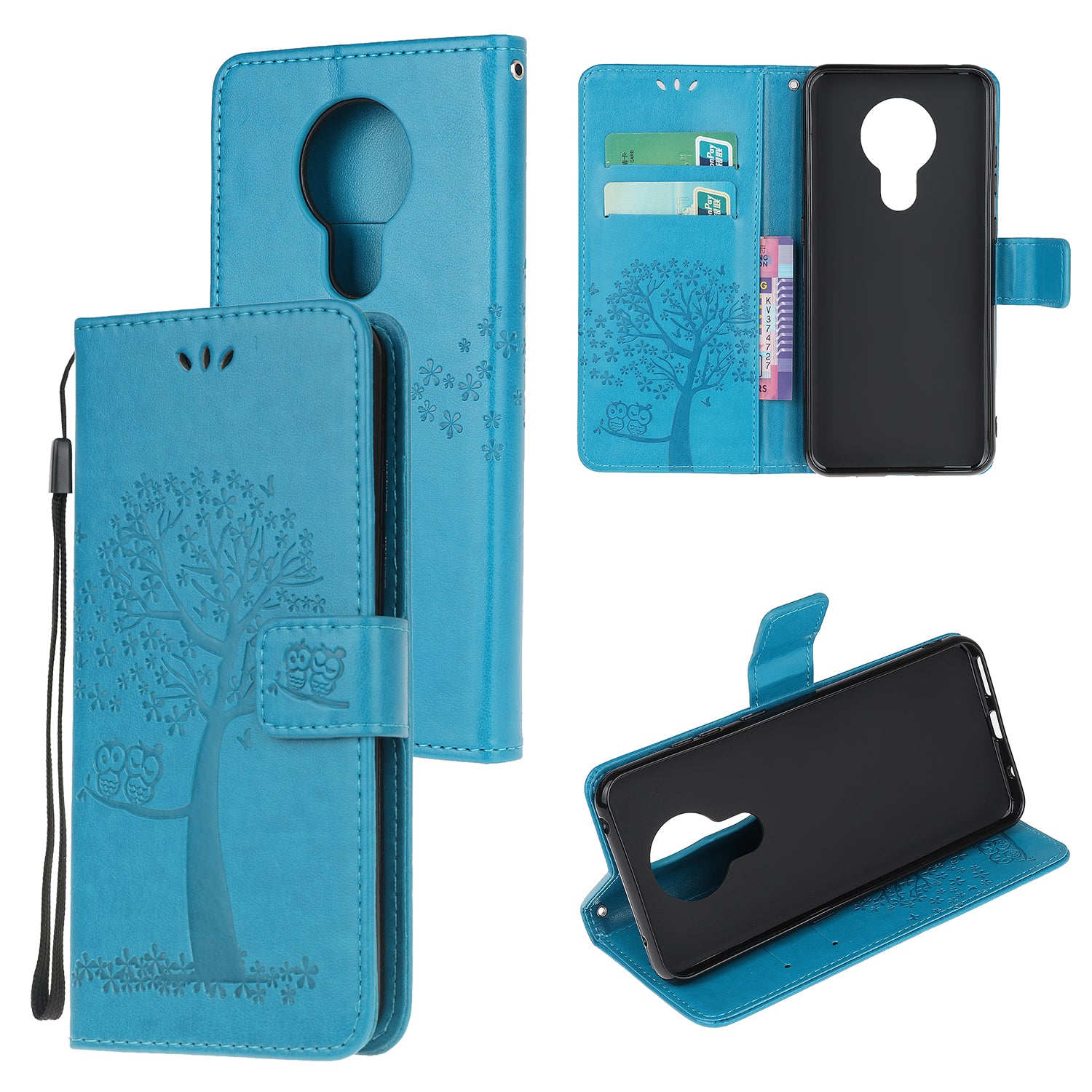 Imprint Tree Owl Leather with Wallet Flip Cover for Nokia 5.3