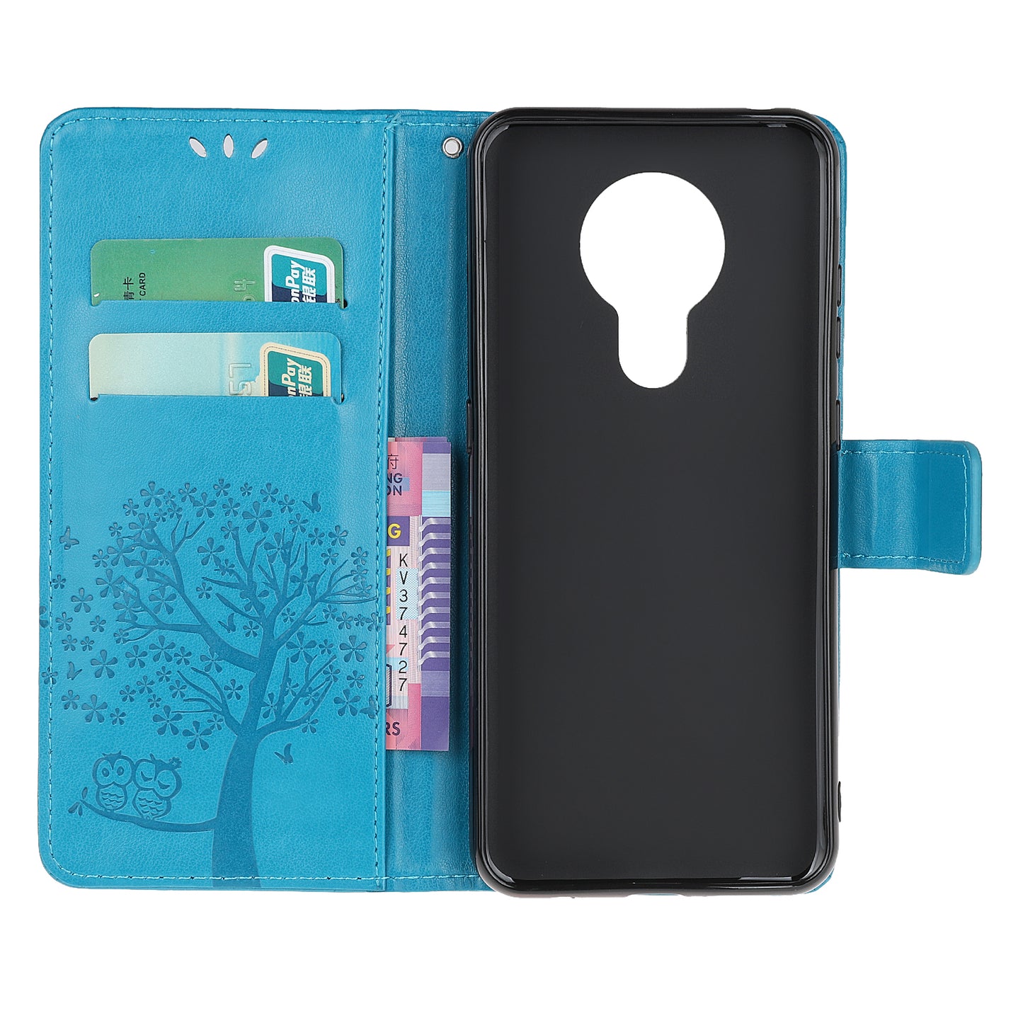 Imprint Tree Owl Leather with Wallet Flip Cover for Nokia 5.3