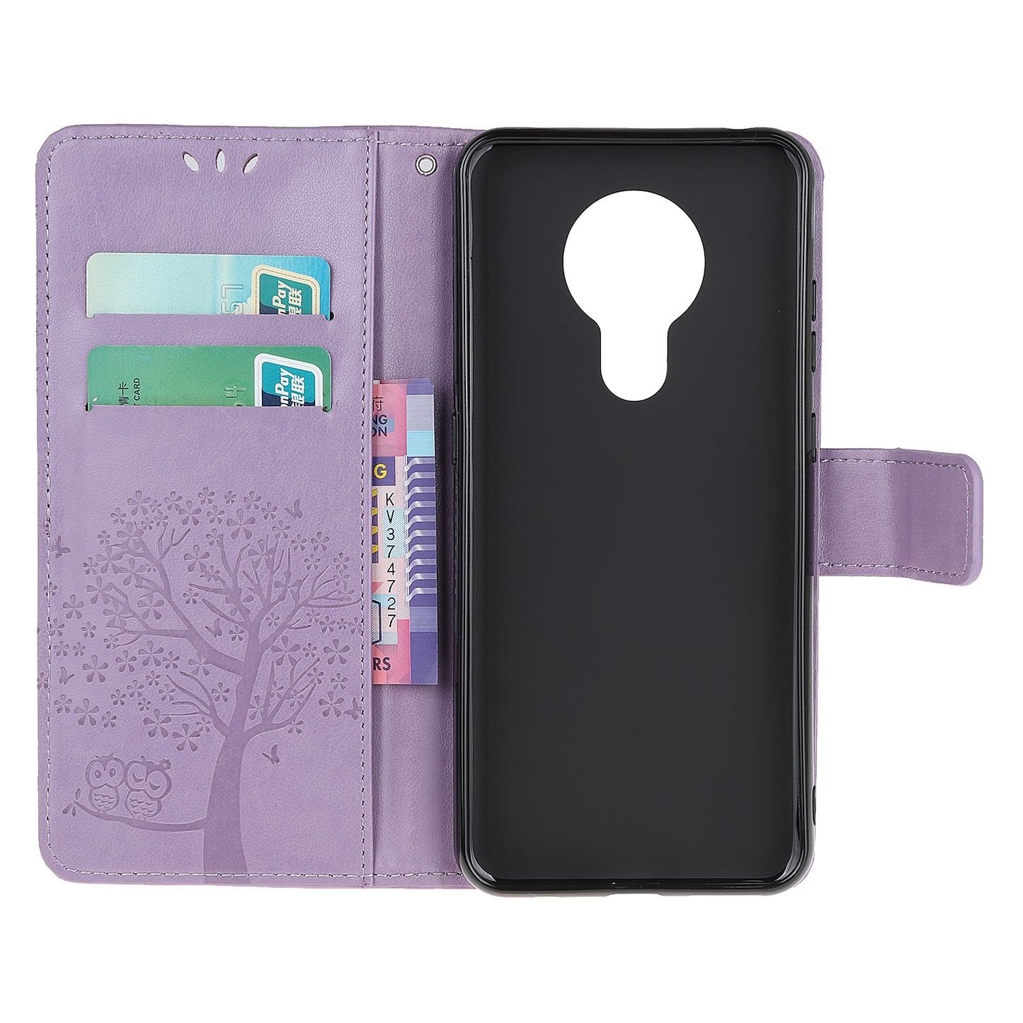 Imprint Tree Owl Leather with Wallet Flip Cover for Nokia 5.3