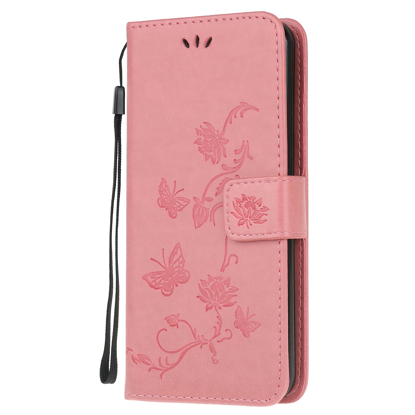 Imprint Butterfly Flower PU Leather Case with Strap for Nokia 5.3