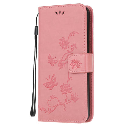 Imprint Butterfly Flower PU Leather Case with Strap for Nokia 5.3