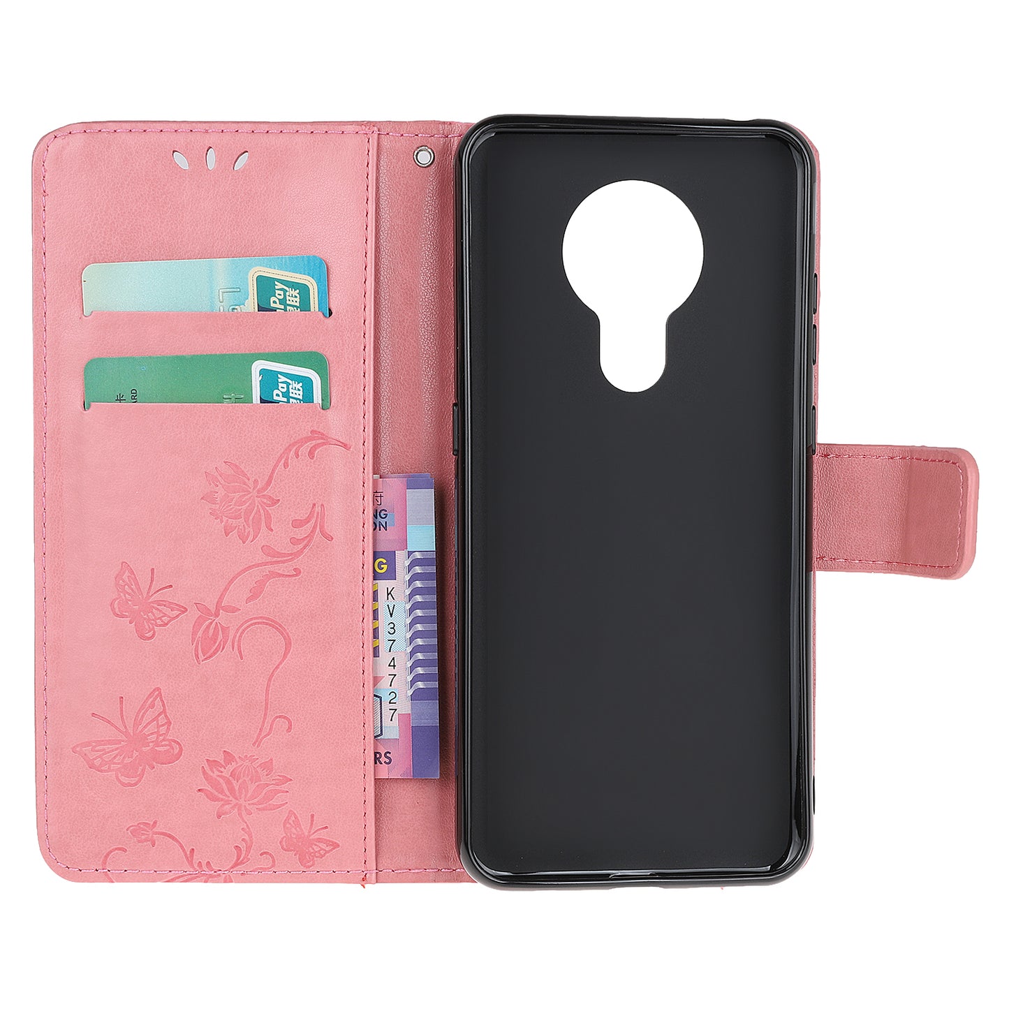 Imprint Butterfly Flower PU Leather Case with Strap for Nokia 5.3