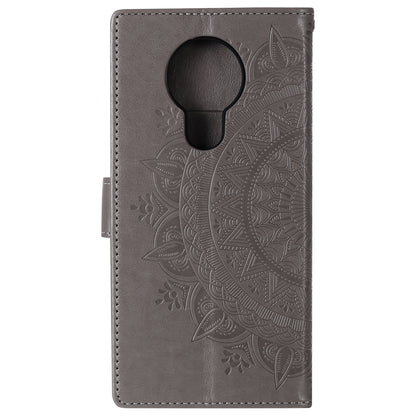 Imprinted Mandala Flower with Wallet Leather Cover with Strap for Nokia 5.3