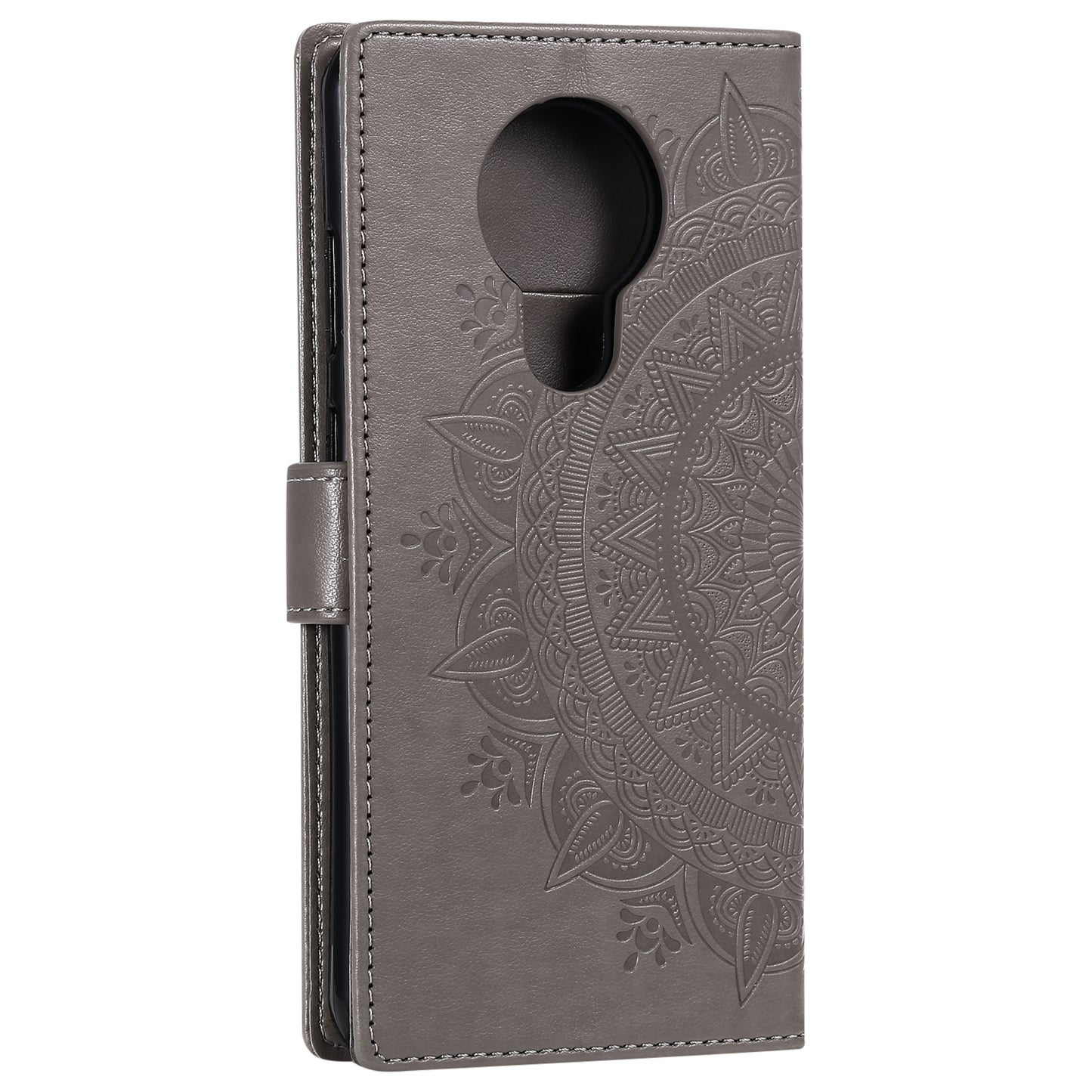 Imprinted Mandala Flower with Wallet Leather Cover with Strap for Nokia 5.3