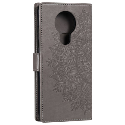 Imprinted Mandala Flower with Wallet Leather Cover with Strap for Nokia 5.3