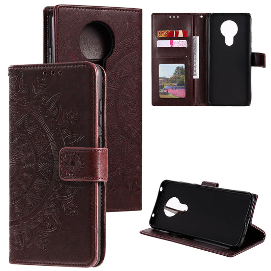 Imprinted Mandala Flower with Wallet Leather Cover with Strap for Nokia 5.3