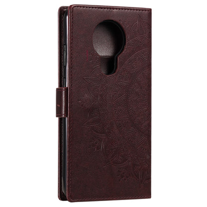 Imprinted Mandala Flower with Wallet Leather Cover with Strap for Nokia 5.3