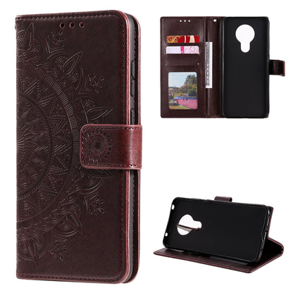 Imprinted Mandala Flower with Wallet Leather Cover with Strap for Nokia 5.3