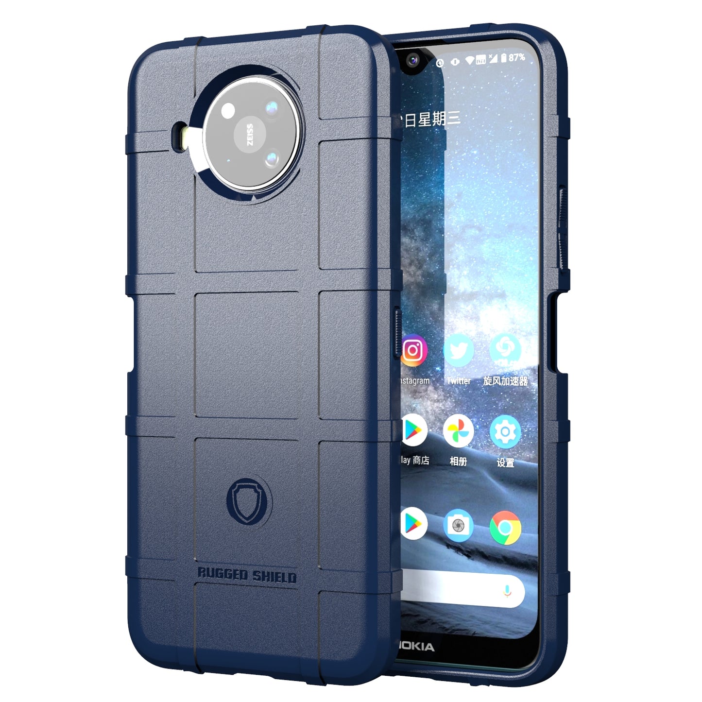 Shock-proof Rugged Square Grid Skin TPU Back Shell for Nokia 8.3 5G