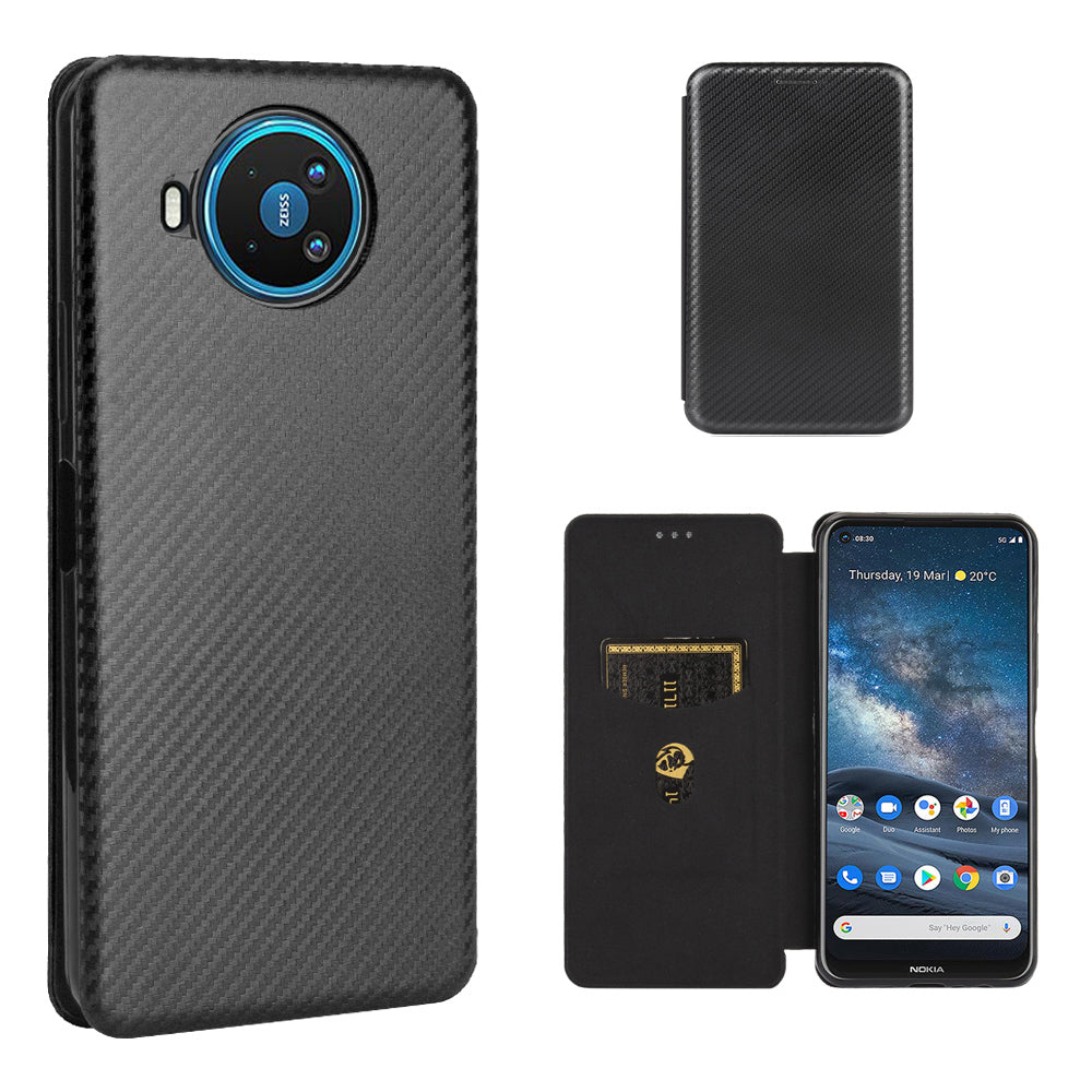 Carbon Fiber Texture Auto-absorbed Leather Shell for Nokia 8.3 5G