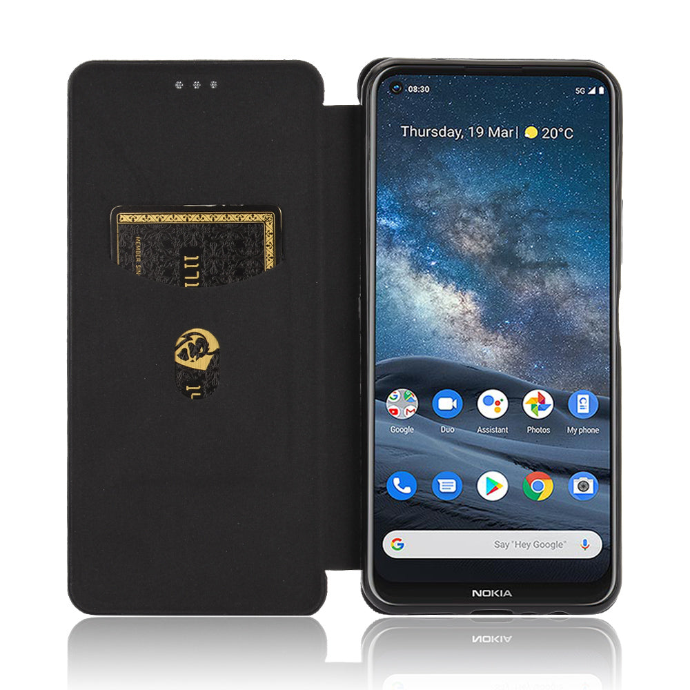Carbon Fiber Texture Auto-absorbed Leather Shell for Nokia 8.3 5G