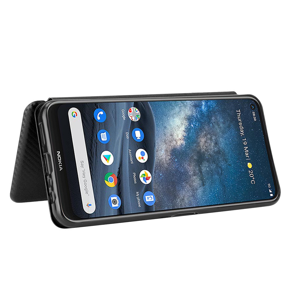 Carbon Fiber Texture Auto-absorbed Leather Shell for Nokia 8.3 5G