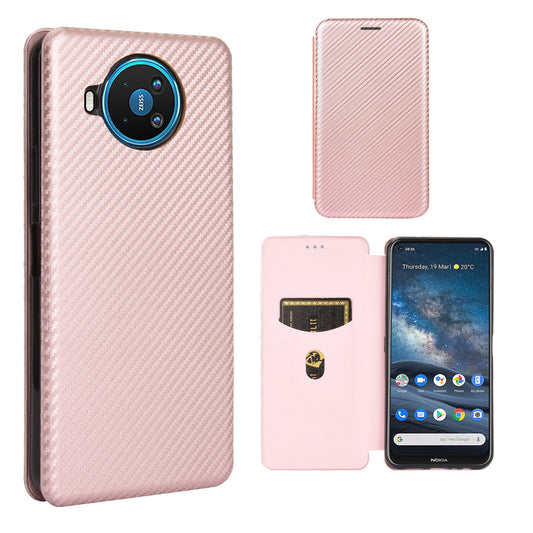 Carbon Fiber Texture Auto-absorbed Leather Shell for Nokia 8.3 5G