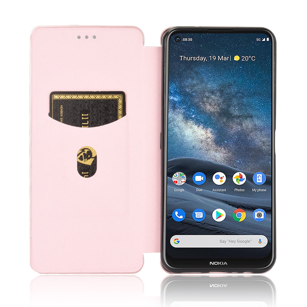 Carbon Fiber Texture Auto-absorbed Leather Shell for Nokia 8.3 5G
