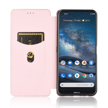 Carbon Fiber Texture Auto-absorbed Leather Shell for Nokia 8.3 5G