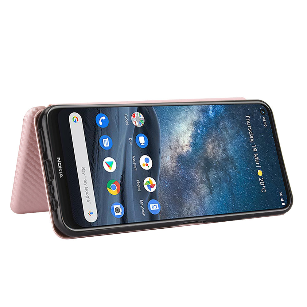 Carbon Fiber Texture Auto-absorbed Leather Shell for Nokia 8.3 5G