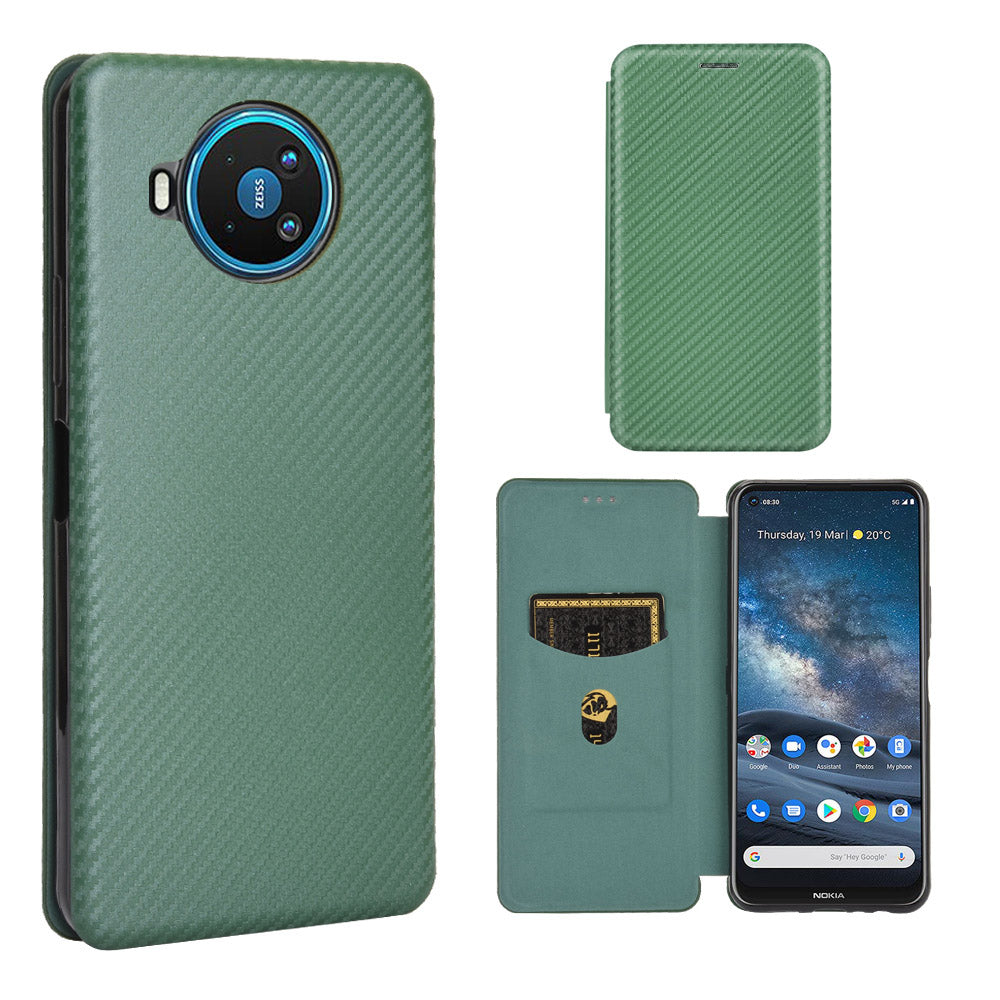 Carbon Fiber Texture Auto-absorbed Leather Shell for Nokia 8.3 5G