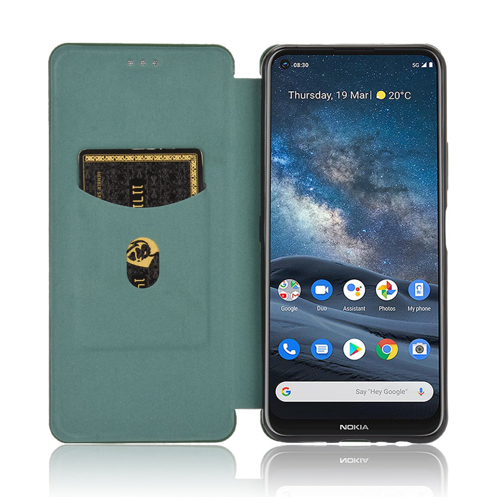 Carbon Fiber Texture Auto-absorbed Leather Shell for Nokia 8.3 5G