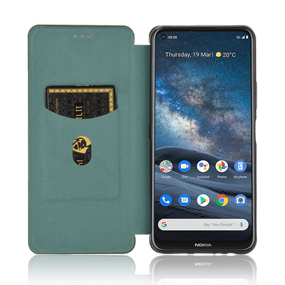 Carbon Fiber Texture Auto-absorbed Leather Shell for Nokia 8.3 5G