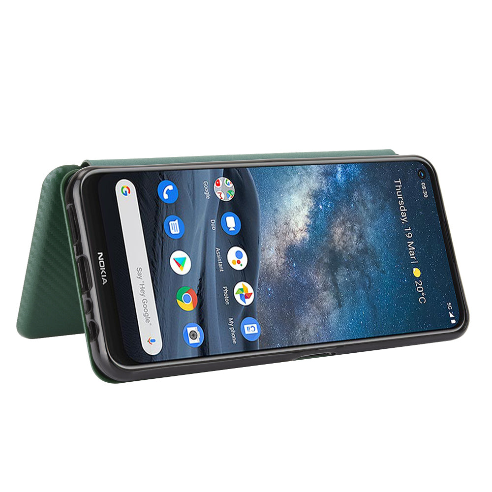 Carbon Fiber Texture Auto-absorbed Leather Shell for Nokia 8.3 5G